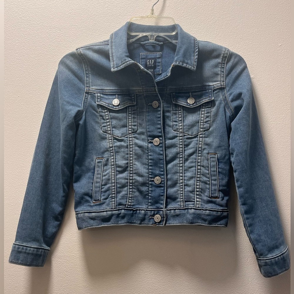 GAP Girls Classic Versatile Long Sleeve Denim Jacket, Sz M (8-9), Indigo Blue